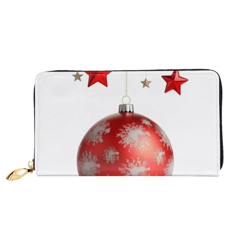 Portefeuille long en cuir boules de Noël rouges, le cadeau idéal pour homme et femme