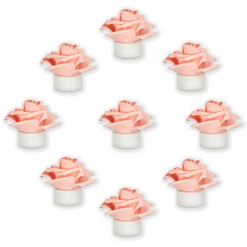 Image of SupBri 12 Pack Led Candles with Artificial Flowers, 200+Hour Battery Operated Tea Lights Candles for Centerpiece Table, Party, Wedding Decorations (Pink)