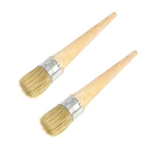 Cabilock 2 Piezas Pinceles de Cerdas Duras con Mango de Redondos de Resistentes y Ergonómicos para Pintura al Óleo y Proyectos Domésticos de Unidades