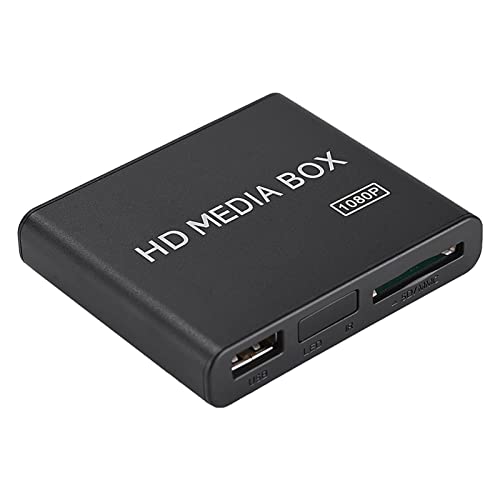 LUCKDANO Lecteur Multimédia HD Full HD 1080P, Mini Boîtier, Prend en Charge USB MMC RMVB MP3 AVI MKV avec Sortie AV pour Le Divertissement à Domicile (Prise UE)