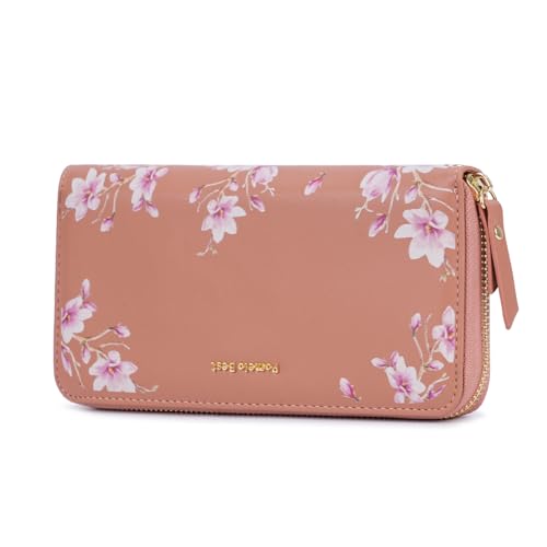 Image of Pomelo Best Wristlet Women Wallet Floral RFID Clutch Purse | Vegan Leather, Multi Credit Card, Large Capacity Zip Around Long Travel Wallets with Coin and Phone Pocket for Ladies