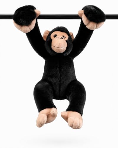 Image of PuffPurrs Lifelike Chimpanzee Plush Toy with Long Arms, Realistic Hanging Ape Soft Toy, 36 cm / 14.2 in, Jungle Animal Gift for Kids and Collectors