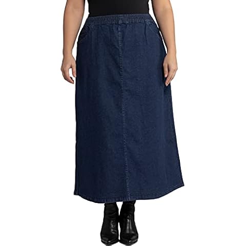 Ulla Popken Langer Denim Rock Falda Azul Oscuro Cover