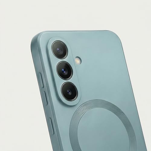 Image of amazon basics Premium Mag-Safe Case for Samsung Galaxy S26 Plus 5G | Shockproof & Anti-Scratch Cover | Soft Silicone with Wireless Charging | Camera Lens Guard - Blue