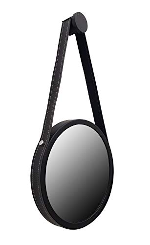Espelho Adnet 50cm Redondo preto alça preto