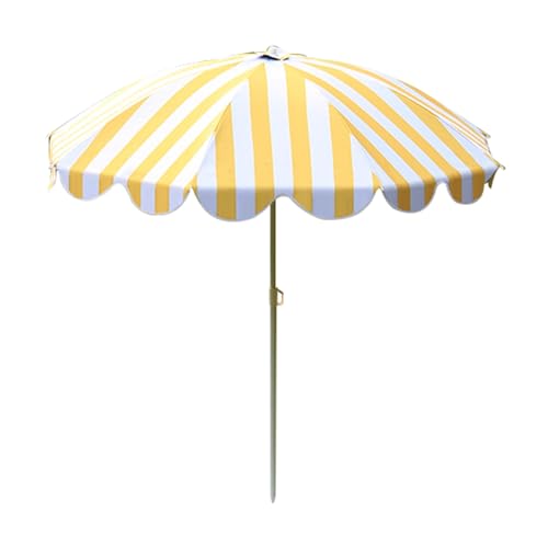Pasiasty Parasol Plażowy Z Regulacją Wysokości, 5-Stopowy Parasol Tarasowy Boho Do Basenu, Odporny Na Promieniowanie Uv, Parasol Przeciwsłoneczny Do Ogrodu, Na Taras I N,Yellow-5ft/155cm