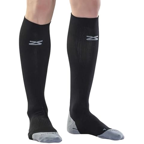 Zensah Tech+ Compression Socks - Knee High Running Socks for Sports, Travel (Black, Medium) Cover