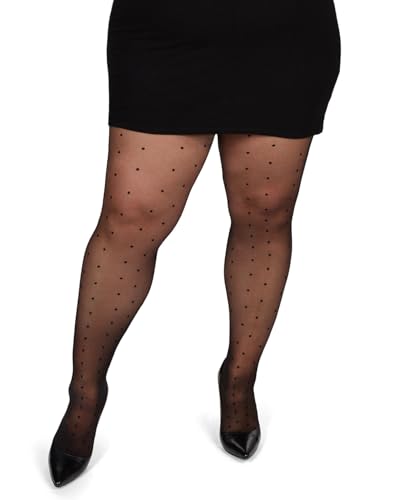 Image of MeMoi Women's Pindot Sheer Curvy Control Top Tights