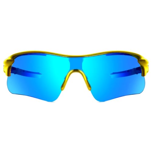 Image of Packard Non Polarized Oversized Sports Sunglasses for Men Women, Outdoor Cricket Cycling Hiking Fishing Sunglasses (Yellow Black, Blue)