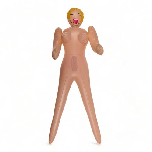 MIJOMA Lustiger Erotik Scherzartikel - Aufblasbare Mini-Gummipuppe, perfekte Überraschung für Junggesellenabschied, 66 cm Party-Highlight mit Doppelspaß, für Opa Vater bester Freund (Blonde Haare)