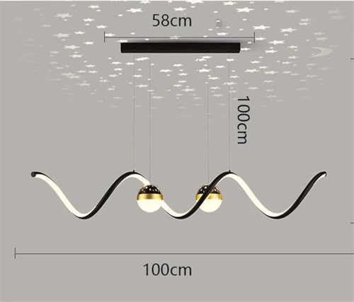 Lustre LED noir blanc froid pour éclairage de table à manger moderne - 2