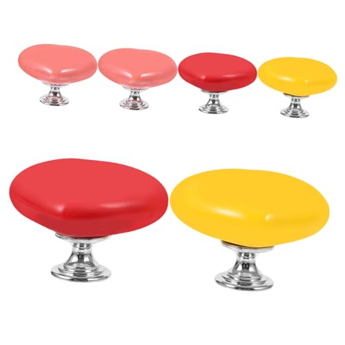 Gatuida 6個カラフル心形トイレタンクプッシュボタン 収納家具ノブ キッチンキャビネット用 強耐久性セラミック製 ワンタッチ取付 衛生間女