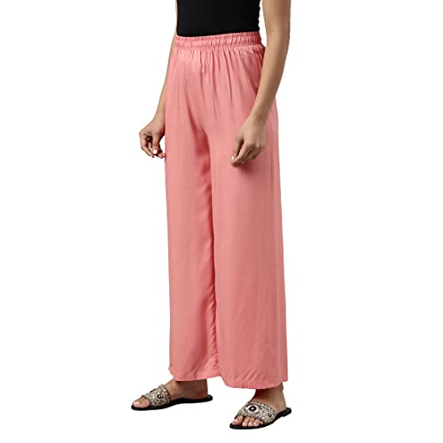 Image of GO COLORS Soft Viscose Basic Palazzo Full Length for Women| Breathable, Mid Rise, Relaxed Fit
