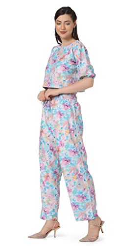 Image of Leriya Fashion Night Suit Set for Women Cotton, Night Dress, Lounge Wear,Printed Cotton,Top and Capri Set for Women,Women Nightwear