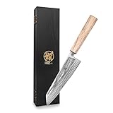 MITSUMOTO SAKARI 20 cm Kiritsuke Coltello da Cucina, 129 Strati di Acciaio in Polvere CPM S35VN Damasco, Coltello da Cucina Giapponese Artigianale, con Impugnatura in Acero