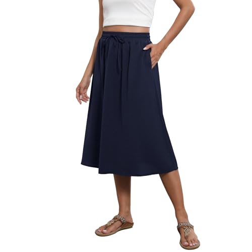Image of Witsmile Flowy Skirt Elastic High Waist A-Line Skirt with Pockets Bohemia Cover-up for Women 2026 Trendy(S-2XL)