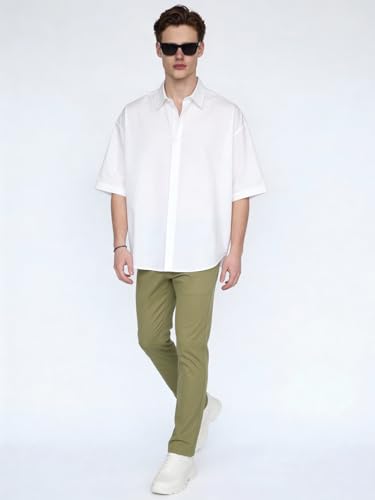 Image of Urbano Fashion Men's Straight Fit Mid Rise Cotton Casual Chinos Trousers Stretch