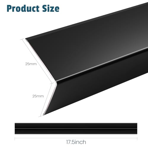 Image of 8Pcs 17.5 inch Black Metal Corner Protector, L-Molding Corner Guards for Walls, Cabinets, Baseboards, Furniture Decorative Trim, Size 17.5 inch x 1 inch (Pack of 8)