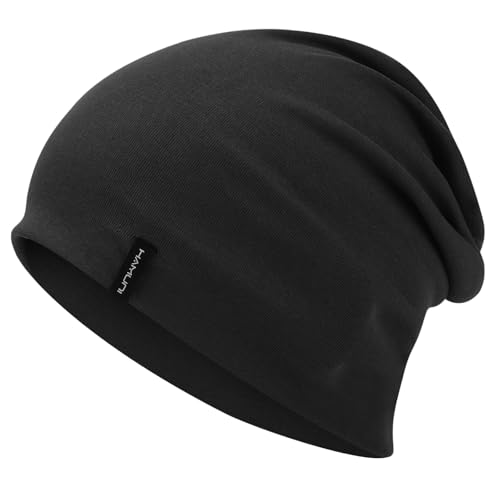 HAMUNI Slouchy Beanie Mütze Damen, Bequeme Baumwolle Mütze Herren, Doppellagige Weiche Winddichte Dünne Mütze, Klassische Modische Beanie Mütze Perfekt für den Alltag...