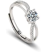 Jeulia Bague Femme Argent 925 Or Jaune - Bague Fiançailles Cristal Zircone, Alliances & Éternité