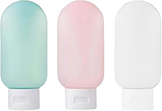 Lazer Refillable Travel Bottles for Toiletries | Silicone Leak-Proof Containers with Lid | 60ML Pack of 3 | Ideal for Shampoo, Conditioner, Lotion, Body Wash, Cream | Easy Squeeze & Refill Dispenser