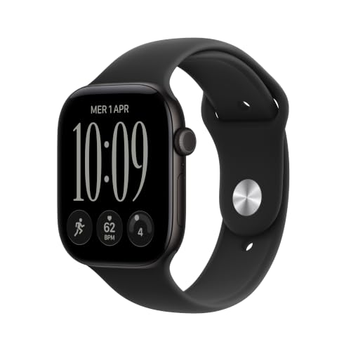 Apple Watch Series 12 GPS + Cellular 46 mm | Cassa in alluminio nero con cinturino Sport nero - M/L