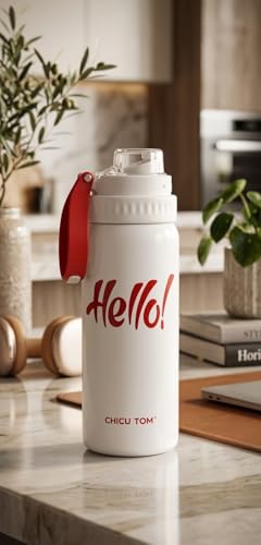 Image of Water Bottle with Straw Lid | Leakproof BPA Free Sipper Bottle for Girls and Boys | Reusable Drinking Bottle for School, Gym & Travel (600ml) (White)