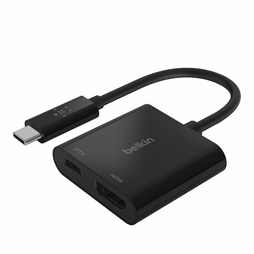 Adaptador de USB-C a HDMI de Belkin + Carga (Soporte de Video 4K UHD Transferencia de energía de hasta 60 W para Dispositivos conectados)