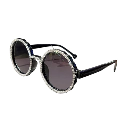 Lunettes de soleil rondes vintage pour femmes noir-noir aux finitions soignées