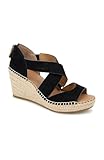 Gentle Souls by Kenneth Cole Women's Corinne Wedge Sandal, Black Nubuck, 7