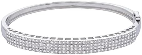 Timeless Love 1/2 CTTW Diamond 7.25" Bangle Bracelet Set in Sterling Silver, Dainty Jewelry for Women, Women’s Fashion Bracelets, Diamond Luxury Bangle for Women