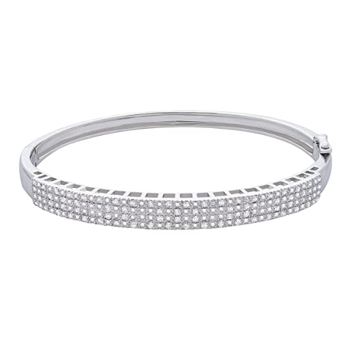 Timeless Love 1/2 Cttw Diamond 7.25" Bangle Bracelet Set In Sterling Silver, Dainty Jewelry For Women, Women’s Fashion Bracelets, Diamond Luxury Bangle For Women #TOP30