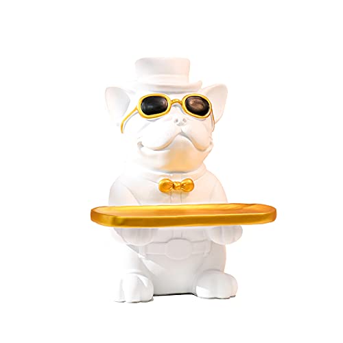 KLFD Multi-Usages Chien De Stockage Ornements Clé Bol Porte-Bijoux Plateau De Rangement Bonbons Plateau De Fruits Bureau Stockage Entrée Bureau Plate Clé Accueil Salon Décoration,Blanc