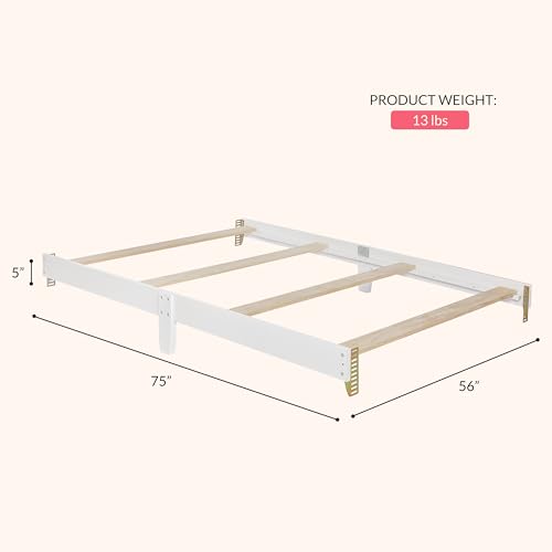 Image of Dream On Me Universal Crib to Full Size Bed Conversion Kit, Solid Wood Bed Rails for Select Convertible Cribs, Strong & Stable Support, White