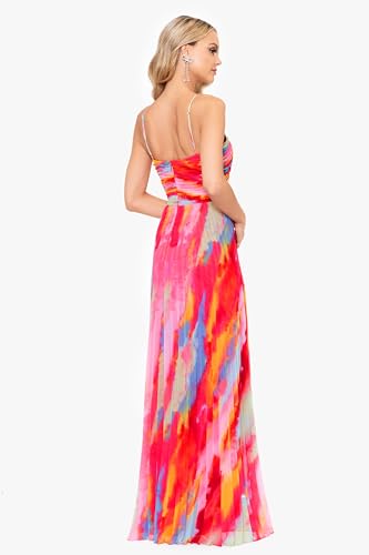 Image of Xscape Womens Sleeveless Long Halter Neck Print Dress