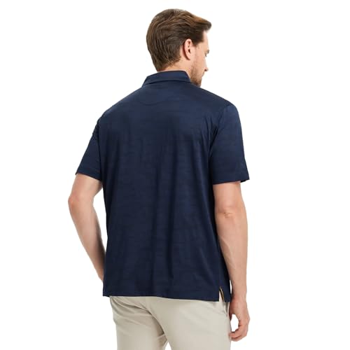 M MAELREG Golf Shirts for Men Short Sleeve Heather Jacquard Textured Stretch Moisture Wicking Performance Mens Polo Shirts3