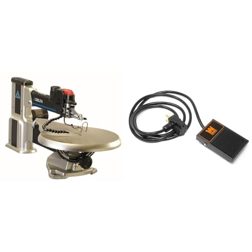 Delta Power Tools 40-694 20 In. Variable Speed Scroll Saw & WEN WA0392 120V 15-Amp Momentary Power Foot Pedal Switch for Woodworking