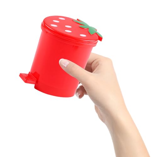 Bote de basura mini con tapa para escritorio rojo miniatura 7