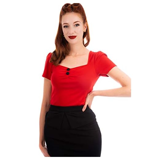 Ro Rox Doris Top Camiseta Pin Up 1950 Vintage Retro Rockabilly Pinup - Rojo (S)
