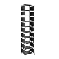 JF HOME BLISS 10 Tier Narrow Shoe Rack Tall Shoe Shelf Multi-Layer Metal Storage Rack Cabinet Space-Saving Corner Display Shelf Unit for Corridor Entrance Cloakroom(Black)