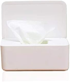 TRAMILY Tissue Storage Box Case, Enlarged Capacity Wet Wipes Dispenser Holder, Facial Tissue Dispenser Box with Lid Sealed Rectangular for Home Office, Bathroom Kitchen Bedroom-White