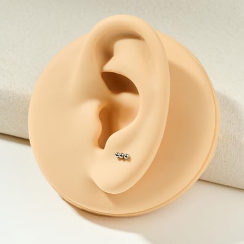 TOKRING 6-7 Pairs Flatback Stud Earrings Set 20G Stainless Steel Cartilage Earrings for Women Silver Ear Piercing Jewelry Threaded Screw Back Style4