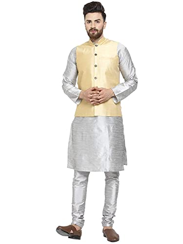 Kurta pyjama homme avec veste Nehru en soie costume traditionnel indien 38