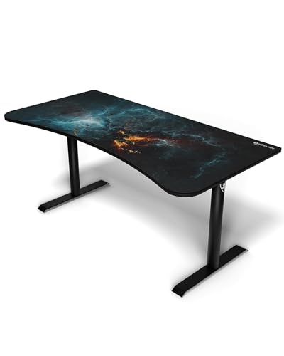 Image of Arozzi Arena Special Edition Ultrawide Curved Gaming and Office Desk with Full Surface Water Resistant Desk Mat Custom Monitor Mount Cable Management Cut Outs - Omega