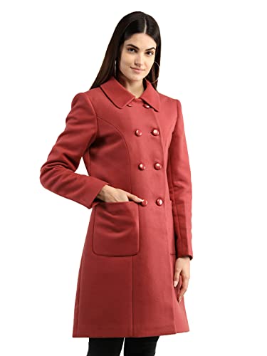 Image of CHKOKKO Women Classic Long Winter Coat Double Breasted | Knee Length Design with a Sophisticated Spread Collar and Convenient Front Pockets for All Occasions