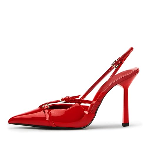 Slingback High Heels for Women Closed Pointed Toe Pumps with Buckle Strap Sexy Backless Stiletto Heeled Sandals Shoes