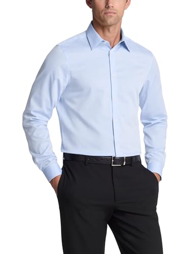 Chemise ajustée en coton haut de gamme Calvin Klein à chevrons bleus sans repassage