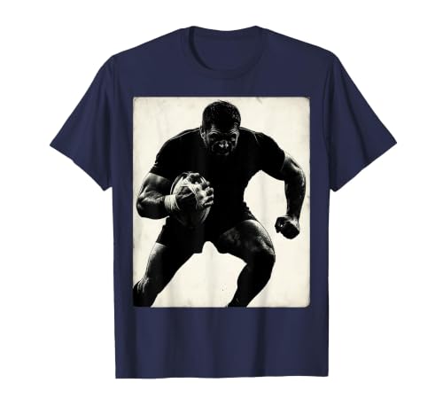 Battered Rugby Player Taped Hands Illustration T-Shirt, Men, Navy Blue, Small