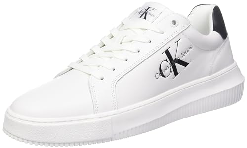 Calvin Klein Jeans Chunky Cupsole Mono LTH YM0YM00681, Zapatillas Deportivas Hombre, Blanco (White/Black), 47 EU