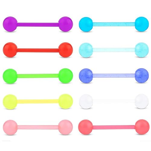 Ryaupy 10PCS Piercing lengua Juego piercings pezón plástico - plástico Flexible Piercing Lengua joyería (10mm)